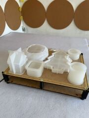 Orta Boy Titreşim Sehpası Taş Tozu Jesmonite Alçı Epoksi Reçine Dökümü Kalıp